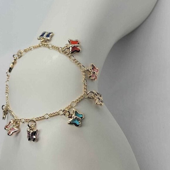 Brazilian 18k Gold Filled Multi color Butterfly Bracelet - Picture 2 of 6